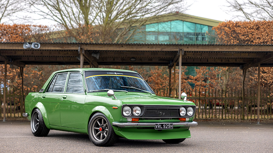front 3/4 shot of modified datsun 510
